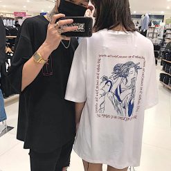 ItGirl Shop Chinese Woman Back Grunge Print Oversized T-Shirt