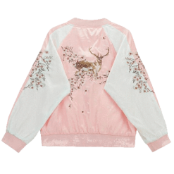 ItGirl Shop Cute Deer Embroidery Bomber Jacket Soft Girl Aesthetic