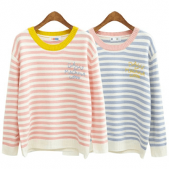 ItGirl Shop Cute Pastel Colors Stripes Knit Sweater Artsy Outfit