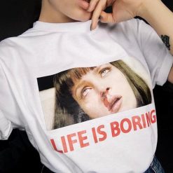 ItGirl Shop NEW D Life Is Boring Mia Wallace Pulp Fiction T-Shirt