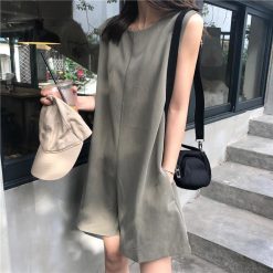 ItGirl Shop Elegant Gray Black Sleeveless Loose Romper Jumpsuit