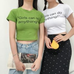 ItGirl Shop NEW Girls Can Do Anything Cotton Femenistic Crop Top