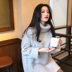 ItGirl Shop NEW Knit Ribbed High Neck Warm Oversize Sweater