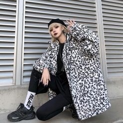 ItGirl Shop Plush Leopard Print Aesthetic Oversize Zipper Jacket Aesthetic Clothing