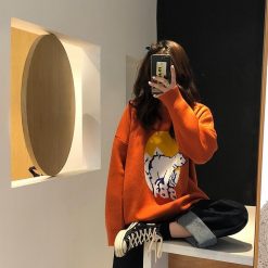 ItGirl Shop NEW Polar Bear Knit Black Orange Loose Sweater