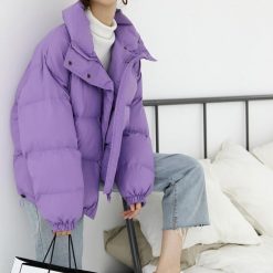 ItGirl Shop Puff Warm Oversize Quilted Lilac Outwear Zipper Jacket