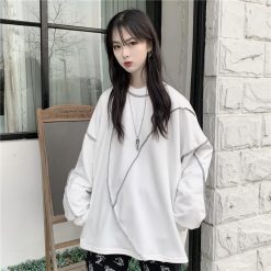 ItGirl Shop NEW Round Neck Sewing Long Sleeve Oversized Sweatshirt