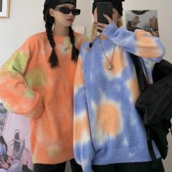 ItGirl Shop Indie Clothes Soft Tie Dye Printed Mohair Oversized Sweater