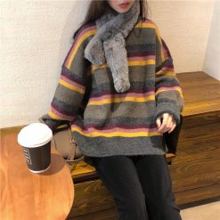 ItGirl Shop NEW Stripes Knit Oversize Wool Warm Sweater