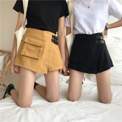 ItGirl Shop Techwear Hidden Shorts Black Turmeric Mini Skirt