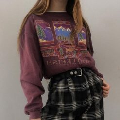 ItGirl Shop NEW Vinous Retro Aesthetic Us State Print Loose Sweatshirt