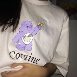 ItGirl Shop White Meme Care Bear Cartoon Print Oversized T-Shirt Pastel Goth